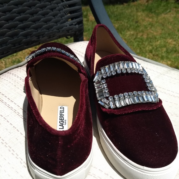 Karl Lagerfeld Shoes Karl Lagerfeld Bejeweled Velvet Ermine Flats